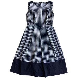 Calvin Klein Women’s Sleeveless Fit & Flare Dress Size 2 Black White Houndstooth